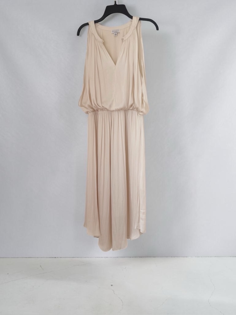 Ivory Silky, Airy, Flowy Sleeveless Midi Dress Graduation Vacation Size medium